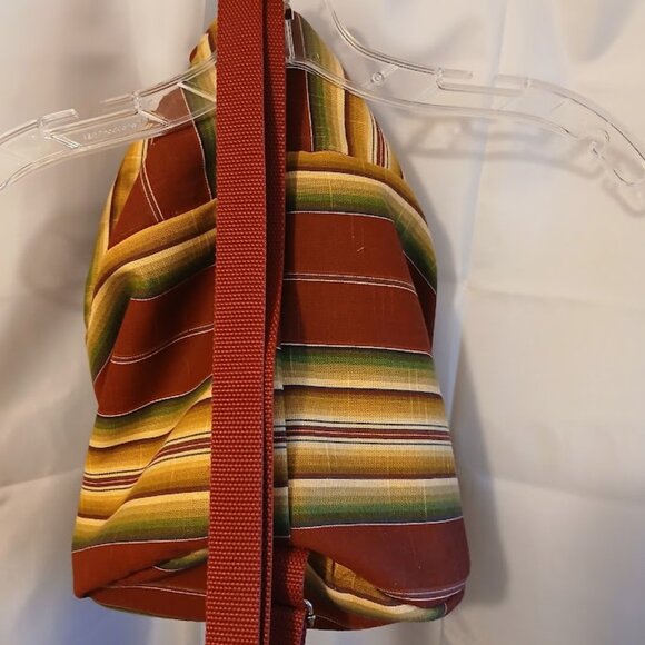 New Southwestern Cowgirl Bucket Tote Sling Bag Sarape Stripe Burgundy Olive Tan - Picture 6 of 10